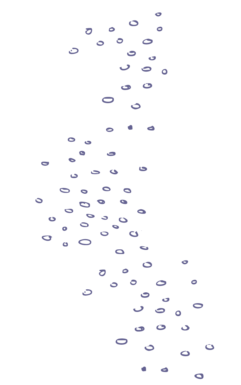 Grafik mit vielen kleinen, handgezeichneten grünen Kreisen in einem lockeren Schwung über eine weiße Fläche verteilt.