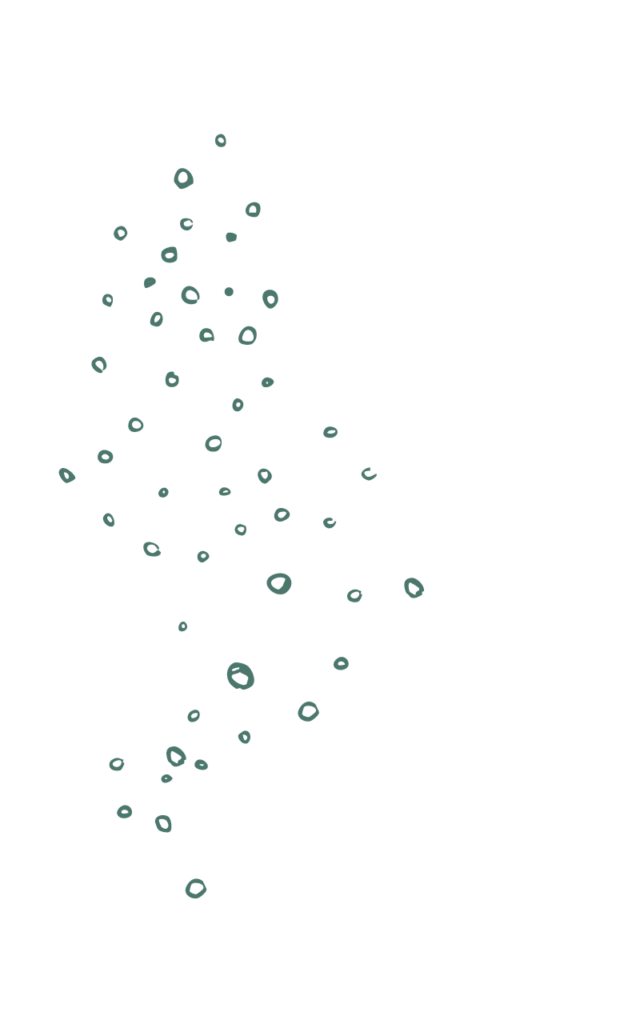 Grafik mit vielen kleinen, handgezeichneten grünen Kreisen in einem lockeren Schwung über eine weiße Fläche verteilt.